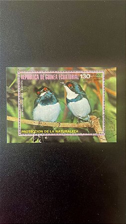 Bloco de Selos da Republica de Guinea Ecuatorial - Proteccion de La Naturaleza - ref.824