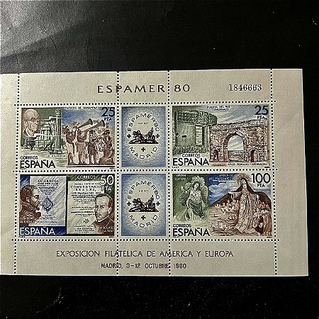 Bloco de Selos Estrangeiros -Espanha - Espamer-80 - Exposicion Filatelica de America Y Europa - 1980 - Mint - ref.834