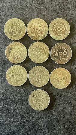 10 Moedas de Cupro Niquel do Brasil - 400 Réis - Getúlio Vargas - 1938 - Mbc - ref.839