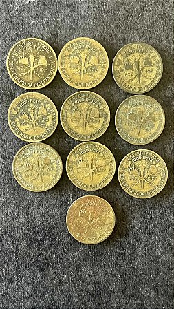 10 Moedas de Aluminio Bronze do Brasil - 1000 Réis - Centenário da Independencia do Brasil - 1922 - Mbc - ref.840