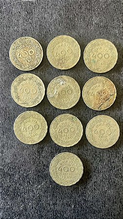 10 Moedas de Cupro Niquel do Brasil - 400 Réis - Getulio Vargas - 1940 - Mbc - ref.841