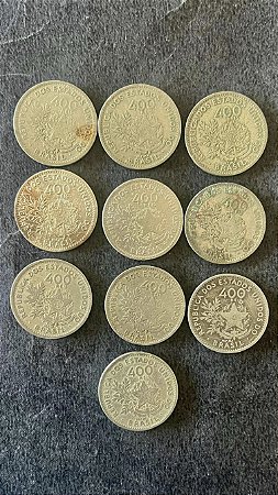 10 Moedas de Cupro Niquel do Brasil - 400 Réis - 1901 - Mbc - ref.843