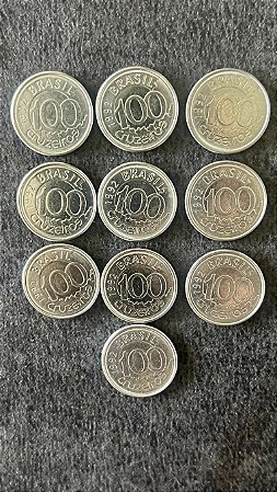 10 Moedas de Aço Inoxidavel do Brasil - 100 Cruzeiros - 1992 - Mbc - ref.862