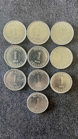 10 Moedas de Aço Inoxidável do Brasil - 1 Cruzado - 1987 - Mbc - ref.863