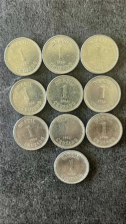 10 Moedas de Aço Inoxidável do Brasil - 1 Cruzado - 1986 - Mbc - ref.865