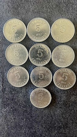 10 Moedas de Aço Inoxidável do Brasil - 5 Cruzados - 1987 - Mbc - ref.867