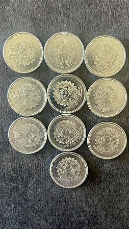 10 Moedas de Aço Inoxidável do Brasil -  1 Cruzado - 1988 - Mbc - ref.871