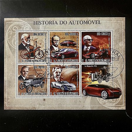 Bloco de Selos Estrangeiros - S.Tomé e Príncipe - História do Automovel - 2007 - ref.874