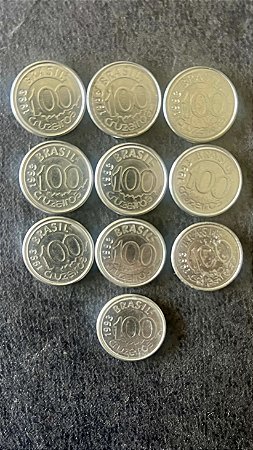 10 Moedas de Aço Inoxidável do Brasil - 100 Cruzeiros - 1992 - Mbc - ref.883