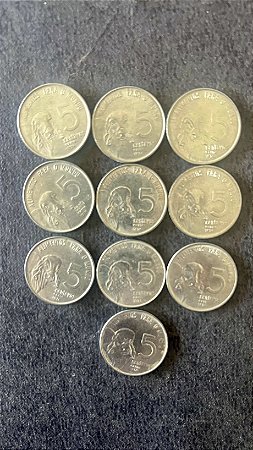 10 Moedas de Aço Inoxidável do Brasil - 5 Centavos - Serie FAO - Carne - 1978 - Mbc-ref.887