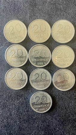 10 Moedas de Aço Inoxidável do Brasil - 20 Cruzeiros - 1985 - Mbc - ref.894