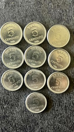 10 Moedas de Aço Inoxidável do Brasil - 10 Centavos - 1986 - Mbc - ref.896