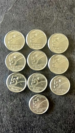 10 Moedas de Aço Inoxidável do Brasil - 5 Centavos - 1989 - Mbc - ref.900