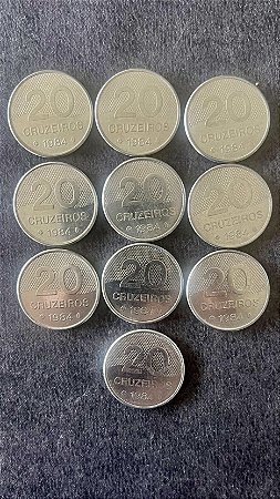10 Moedas de Aço Inoxidável do Brasil - 20 Cruzeiros - 1984 - Mbc - ref.903