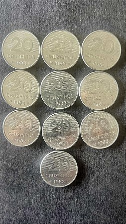 10 Moedas de Aço Inoxidável do Brasil - 20 Cruzeiros - 1983 - Mbc - ref.906