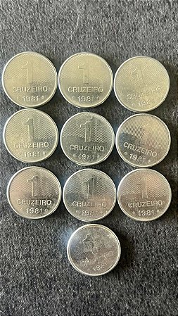 10 Moedas de Aço Inoxidável do Brasil - 1 Cruzeiro - 1981 - Mbc - ref.915