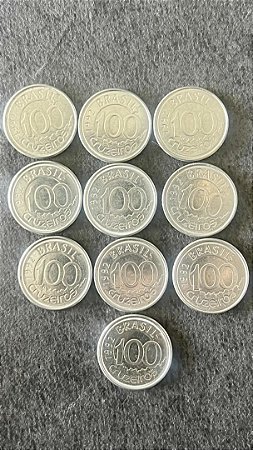 10 Moedas de Aço Inoxidável do Brasil - 100 Cruzeiros - 1992 - Mbc - ref.924