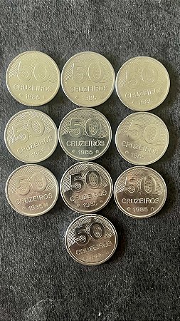 10 Moedas de Aço Inoxidável do Brasil - 50 Cruzeiros - 1985 - Mbc - ref.930