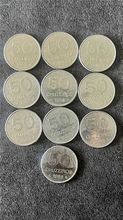 10 Moedas de Aço Inoxidável do Brasil - 50 Cruzeiros - 1983 - Mbc - ref.932