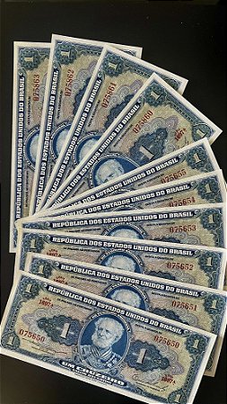 10 Cédulas de Um Cruzeiro - Marques de Tamandare - Sob-FE - ref.933