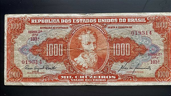 Cédula do Brasil - Mil Cruzeiros - Pedro Alvares Cabral - Mbc+ - ref.943