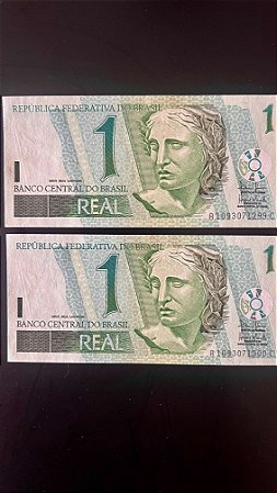 02 Cédulas do Brasil - Um Real - FE - ref.948