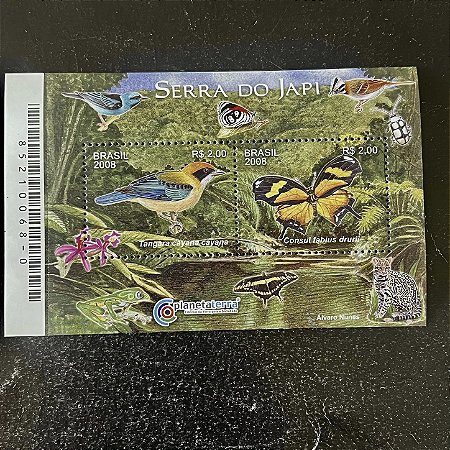 Bloco de Selos do Brasil - Serra do Japi - SP - 2008 - Mint - ref.951
