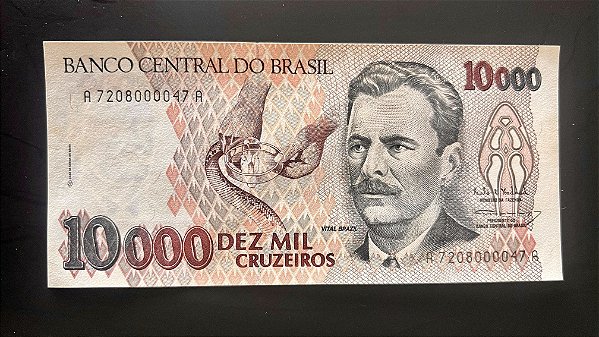 Cédula do Brasil - Dez Mil Cruzeiros - Vital Brazil - FE - ref.953