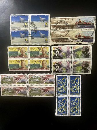 06 Quadras de Selos Comemorativos do Brasil - Circulados - ref.964