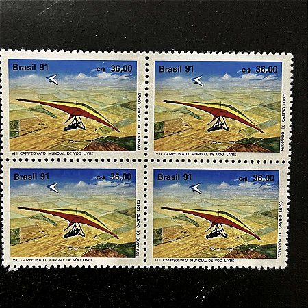 Quadra de Selos Comemorativos do Brasil - VIII Campeonato Mundial de Voo Livre - 1991- Mint - ref.967