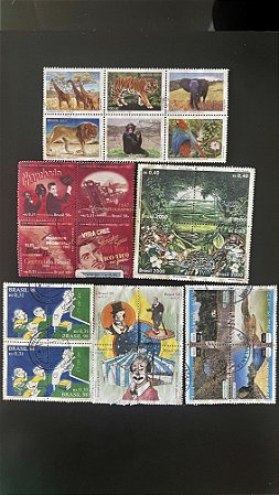 06 Quadras de Selos do Brasil - circulados com carimbo - ref.971