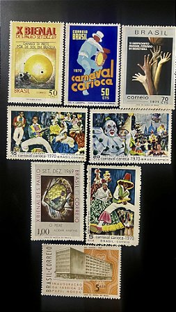 08 Selos Comemorativos do Brasil - 1969 - 1970 - Novos - ref.979
