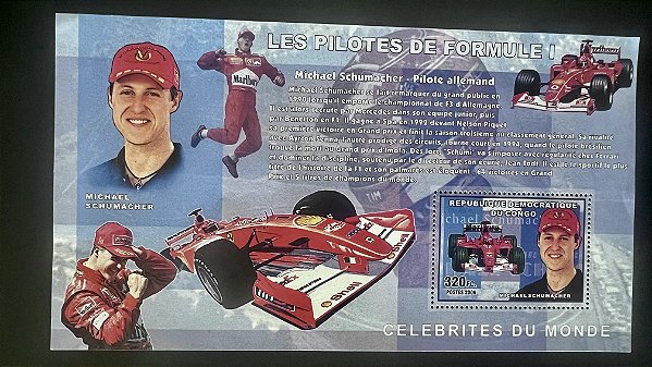 Bloco de Selos Estrangeiros - Republique du Congo - Les Pilotes de Formule 1 - Mint - ref.983