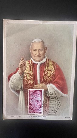 Cartão com Selo do Papa João XXIII e carimbo comemorativo - ref.984