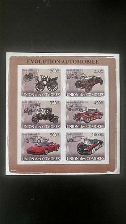 Bloco de Selos Estrangeiros -Union des Comores - Evolution Automobile - Mint - ref.990