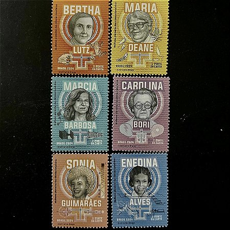 06 Selos Comemorativos do Brasil - Mulheres Pioneira - 2024 - Mint - ref.1001