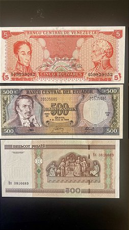 03 Cédulas Estrangeiras - Equador - Venezuela -Bielorussia - FE - ref.1003