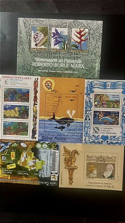 06 Blocos de Selos Comemorativos do Brasil - Mint - ref.1010