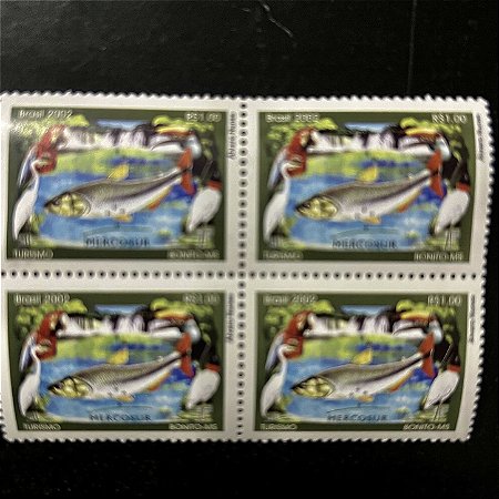 Quadra de Selos Comemorativos do Brasil - Turismo - Bonito-MS - 2001 - Mint - ref.1011