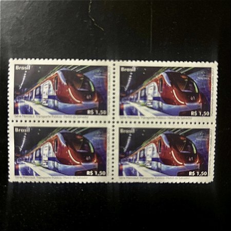 Quadra de Selos Comemorativos do Brasil - Transporte Pùblico - Metro de Salvador - 2017 - Mint - ref.1013