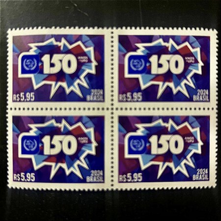Quadra de Selos Comemorativos do Brasil - 150 Anos da UPU - 2024 - Mint - ref.1014