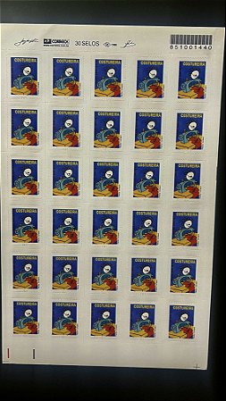 Folha Completa de 30 Selos Regulares do Brasil - Costureira - Adesivos - 2005 - Mint - ref.1019