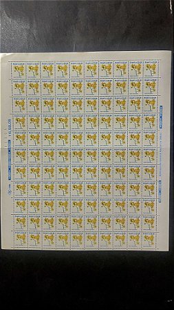 Folha Completa de 110 Selos Regulares do Brasil - CR$.20,00 - Flores - Mint - ref.1053 - folha irá dobrada