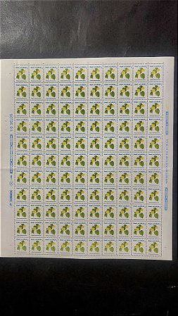 Folha Completa de 110 Selos Regulares do Brasil - CR$.20,00 - Flores - Mint - ref.1054 - folha irá dobrada