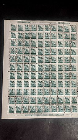 Folha Completa de 110 Selos Regulares do Brasil - CR$.800,00 - Carnauba - Mint - ref.1062 - folha irá dobrada
