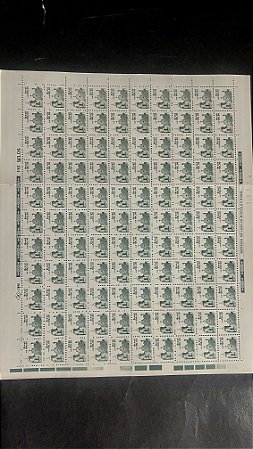 Folha Completa de 110 Selos Regulares do Brasil - CR$.100,00 - Igreja N.S.das Dores - Mint - ref.1064 - folha irá dobrada