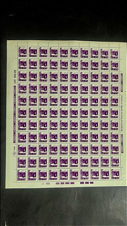 Folha Completa de 110 Selos Regulares do Brasil - CR$.65,00 - Seringueira - Mint - ref.1066 - folha irá dobrada