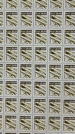 Folha Completa de 110 Selos Regulares do Brasil - CR$.20,00 - Cana de Açucar - Mint - ref.1069 - folha irá dobrada