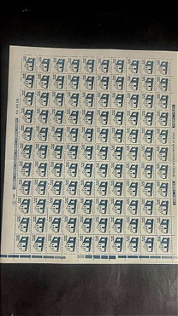 Folha Completa de 110 Selos Regulares do Brasil - CR$.10,00 - Igreja São Lourenço - Mint - ref.1072 - folha irá dobrada