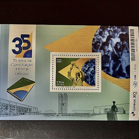 Bloco de Selos Comemorativos do Brasil - Constituição Cidadã de 1988 - 2023 - Mint - ref.1080